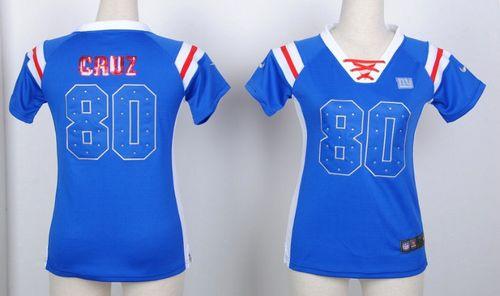  Giants #80 Victor Cruz Royal Blue Women's Stitched NFL Elite Light Diamond Jersey