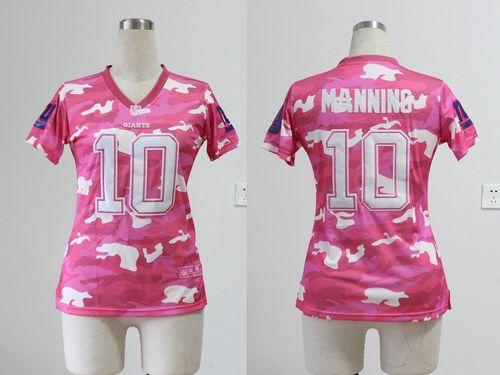  Giants #10 Eli Manning Pink Women's Stitched NFL Elite Camo Fashion Jersey