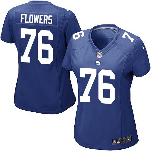  Giants #76 Ereck Flowers Royal Blue Team Color Women's Stitched NFL Elite Jersey