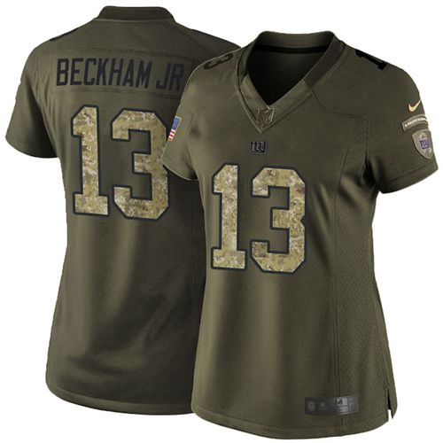  Giants #13 Odell Beckham Jr Green Women's Stitched NFL Limited Salute to Service Jersey