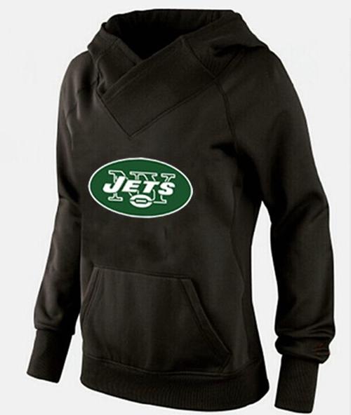 Women's New York Jets Logo Pullover Hoodie Black