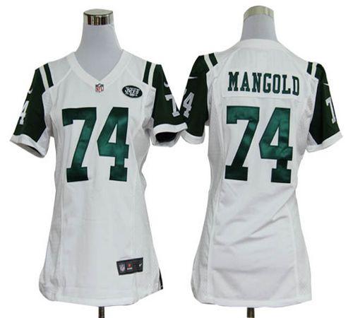  Jets #74 Nick Mangold White Women's Stitched NFL Elite Jersey