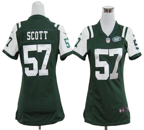  Jets #57 Bart Scott Green Team Color Women's Stitched NFL Elite Jersey