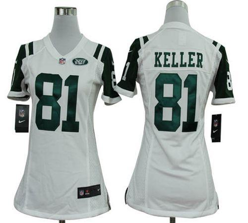  Jets #81 Dustin Keller White Women's Stitched NFL Elite Jersey