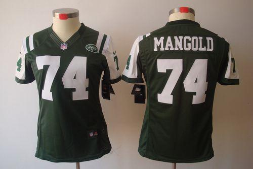  Jets #74 Nick Mangold Green Team Color Women's Stitched NFL Limited Jersey
