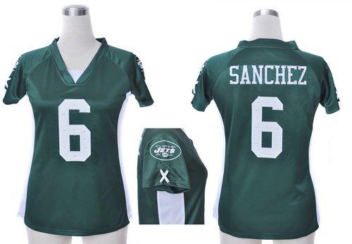  Jets #6 Mark Sanchez Green Team Color Draft Him Name & Number Top Women's Stitched NFL Elite Jersey