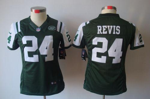  Jets #24 Darrelle Revis Green Team Color Women's Stitched NFL Limited Jersey