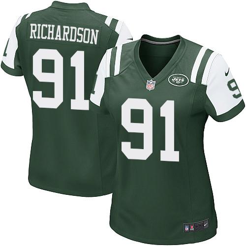  Jets #91 Sheldon Richardson Green Team Color Women's Stitched NFL Elite Jersey