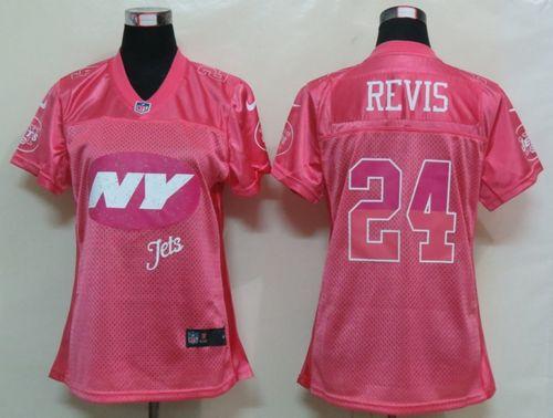  Jets #24 Darrelle Revis Pink Women's Fem Fan NFL Game Jersey