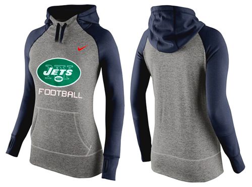 Women's  New York Jets Performance Hoodie Grey & Dark Blue