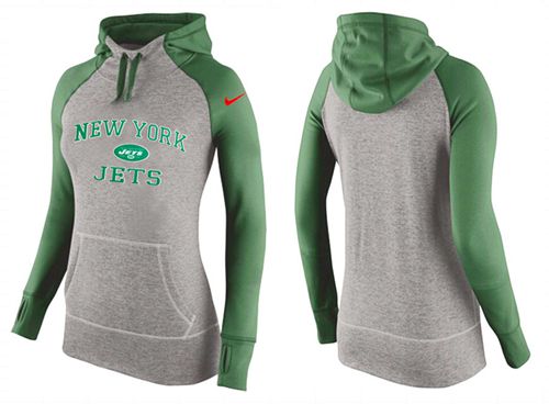 Women's  New York Jets Performance Hoodie Grey & Green_1