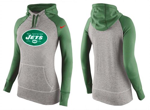 Women's  New York Jets Performance Hoodie Grey & Green_2