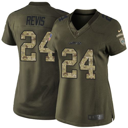  Jets #24 Darrelle Revis Green Women's Stitched NFL Limited Salute to Service Jersey