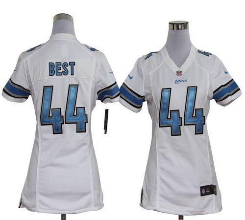  Lions #44 Jahvid Best White Women's Stitched NFL Elite Jersey