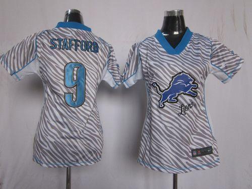  Lions #9 Matthew Stafford Zebra Women's Stitched NFL Elite Jersey