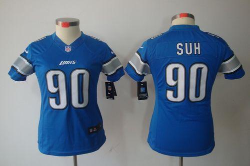  Lions #90 Ndamukong Suh Light Blue Team Color Women's Stitched NFL Limited Jersey