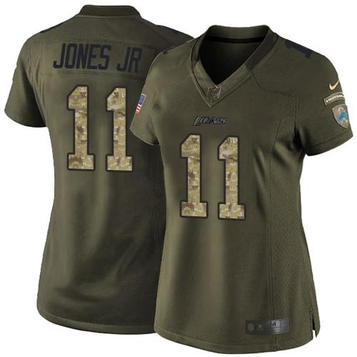  Lions #11 Marvin Jones Jr Green Women's Stitched NFL Limited Salute to Service Jersey