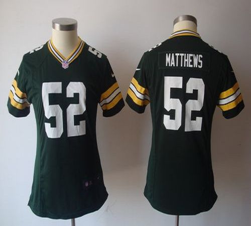  Packers #52 Clay Matthews Green Team Color Women's NFL Game Jersey