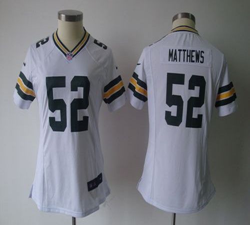  Packers #52 Clay Matthews White Women's NFL Game Jersey