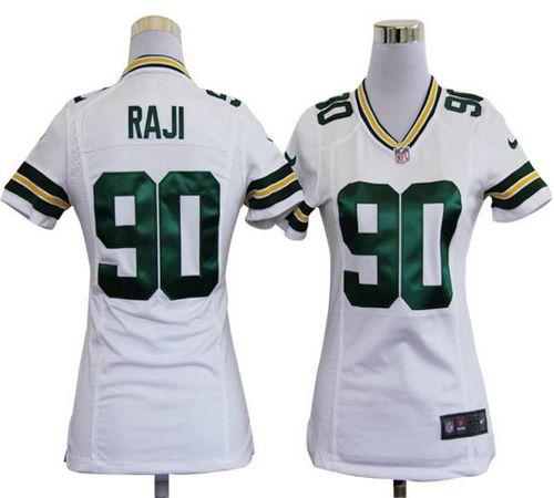  Packers #90 B.J. Raji White Women's Stitched NFL Elite Jersey