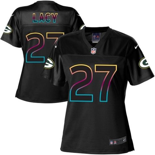  Packers #27 Eddie Lacy Black Women's NFL Fashion Game Jersey