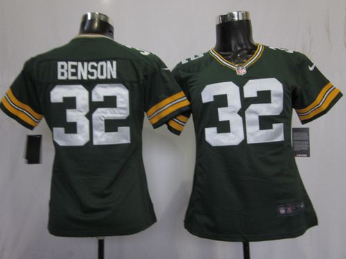  Packers #32 Cedric Benson Green Team Color Women's Stitched NFL Elite Jersey