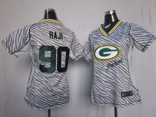  Packers #90 B.J. Raji Zebra Women's Stitched NFL Elite Jersey
