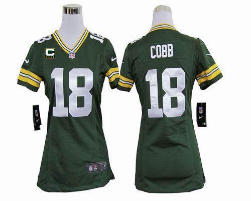  Packers #18 Randall Cobb Green Team Color With C Patch Women's Stitched NFL Elite Jersey