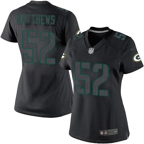  Packers #52 Clay Matthews Black Impact Women's Stitched NFL Limited Jersey