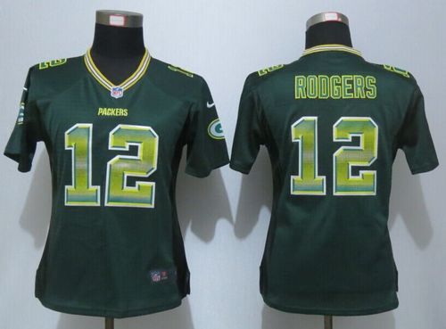  Packers #12 Aaron Rodgers Green Team Color Women's Stitched NFL Elite Strobe Jersey