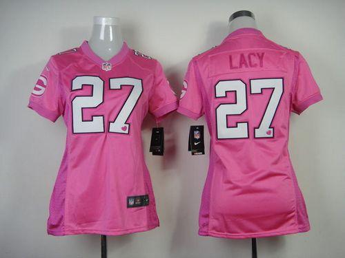  Packers #27 Eddie Lacy New Pink Women's Be Luv'd Stitched NFL Elite Jersey