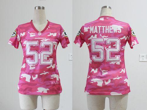  Packers #52 Clay Matthews Pink Women's Stitched NFL Elite Camo Fashion Jersey