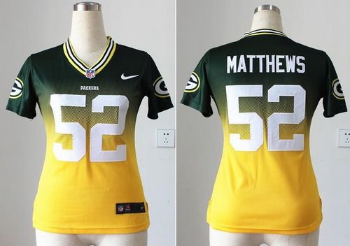  Packers #52 Clay Matthews Green/Gold Women's Stitched NFL Elite Fadeaway Fashion Jersey