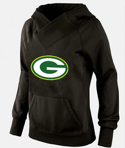 Women's Green Bay Packers Logo Pullover Hoodie Black