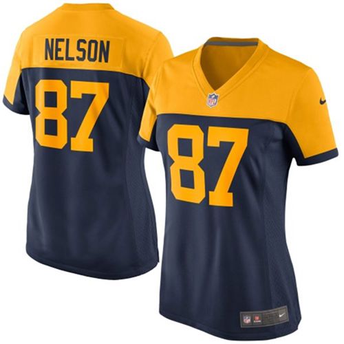  Packers #87 Jordy Nelson Navy Blue Alternate Women's Stitched NFL New Elite Jersey