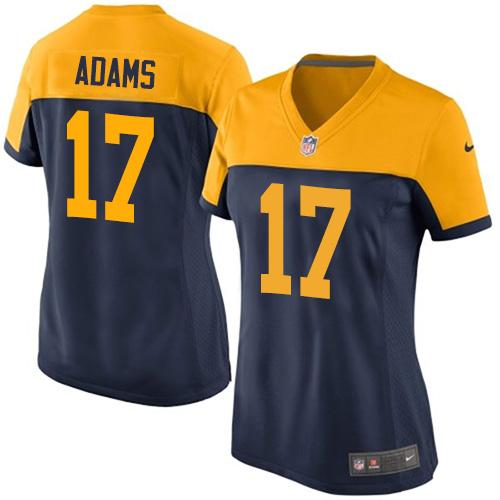  Packers #17 Davante Adams Navy Blue Alternate Women's Stitched NFL New Elite Jersey