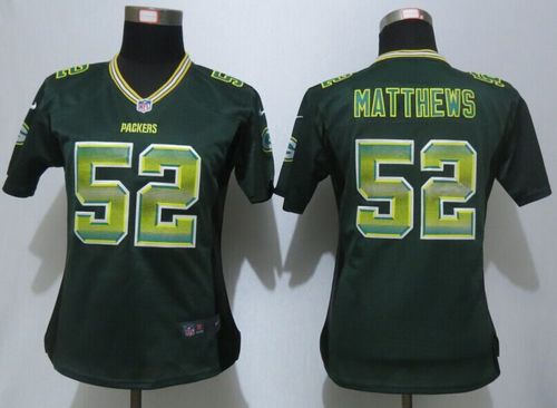  Packers #52 Clay Matthews Green Team Color Women's Stitched NFL Elite Strobe Jersey