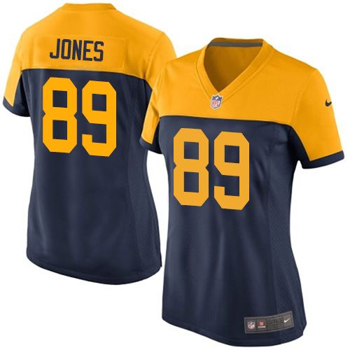  Packers #89 James Jones Navy Blue Alternate Women's Stitched NFL New Elite Jersey