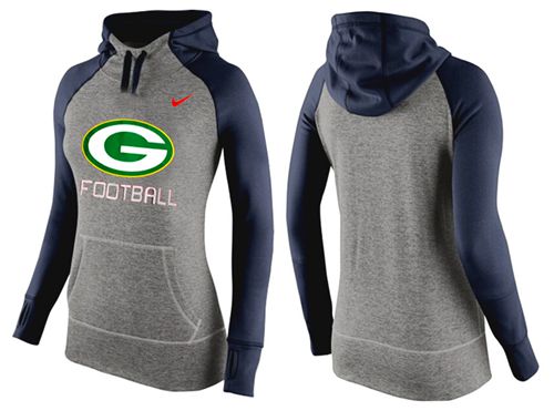 Women's  Green Bay Packers Performance Hoodie Grey & Dark Blue