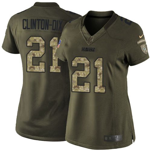  Packers #21 Ha Ha Clinton Dix Green Women's Stitched NFL Limited Salute to Service Jersey
