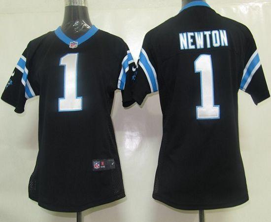  Panthers #1 Cam Newton Black Team Color Women's Stitched NFL Elite Jersey