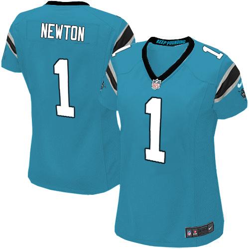  Panthers #1 Cam Newton Blue Alternate Women's NFL Game Jersey