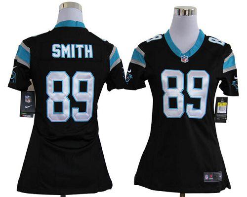  Panthers #89 Steve Smith Black Team Color Women's Stitched NFL Elite Jersey
