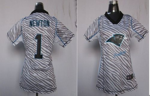  Panthers #1 Cam Newton Zebra Women's Stitched NFL Elite Jersey