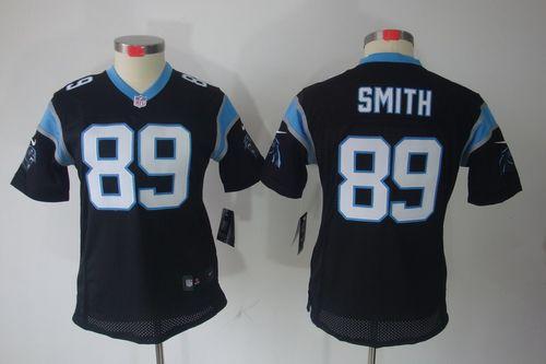  Panthers #89 Steve Smith Black Team Color Women's Stitched NFL Limited Jersey