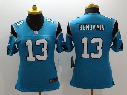  Panthers #13 Kelvin Benjamin Blue Alternate Women's Stitched NFL Limited Jersey