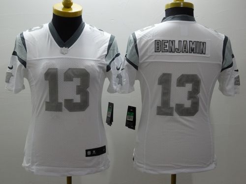  Panthers #13 Kelvin Benjamin White Women's Stitched NFL Limited Platinum Jersey