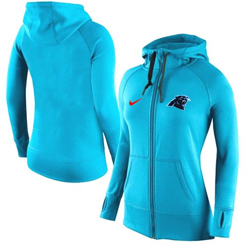 Women's  Carolina Panthers Full Zip Performance Hoodie Light Blue
