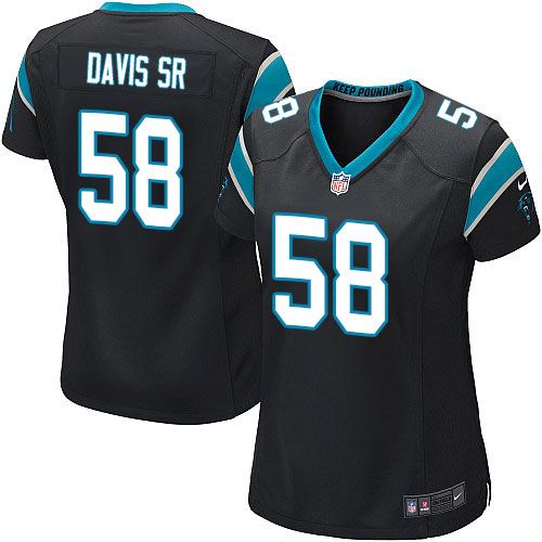  Panthers #58 Thomas Davis Sr Black Team Color Women's Stitched NFL Elite Jersey