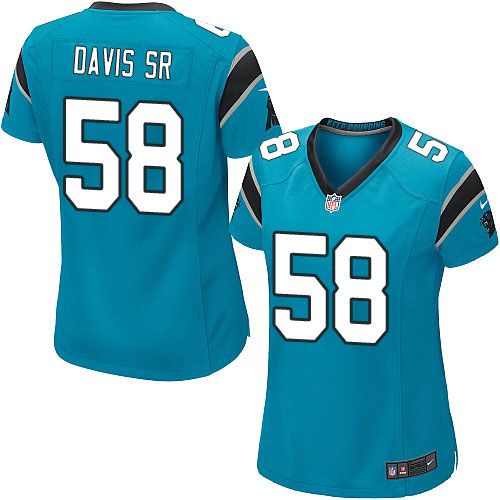  Panthers #58 Thomas Davis Sr Blue Alternate Women's Stitched NFL Elite Jersey